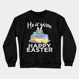 Cute Cat Bunny Ears Easter Egg Hunt Risen Bible Crewneck Sweatshirt